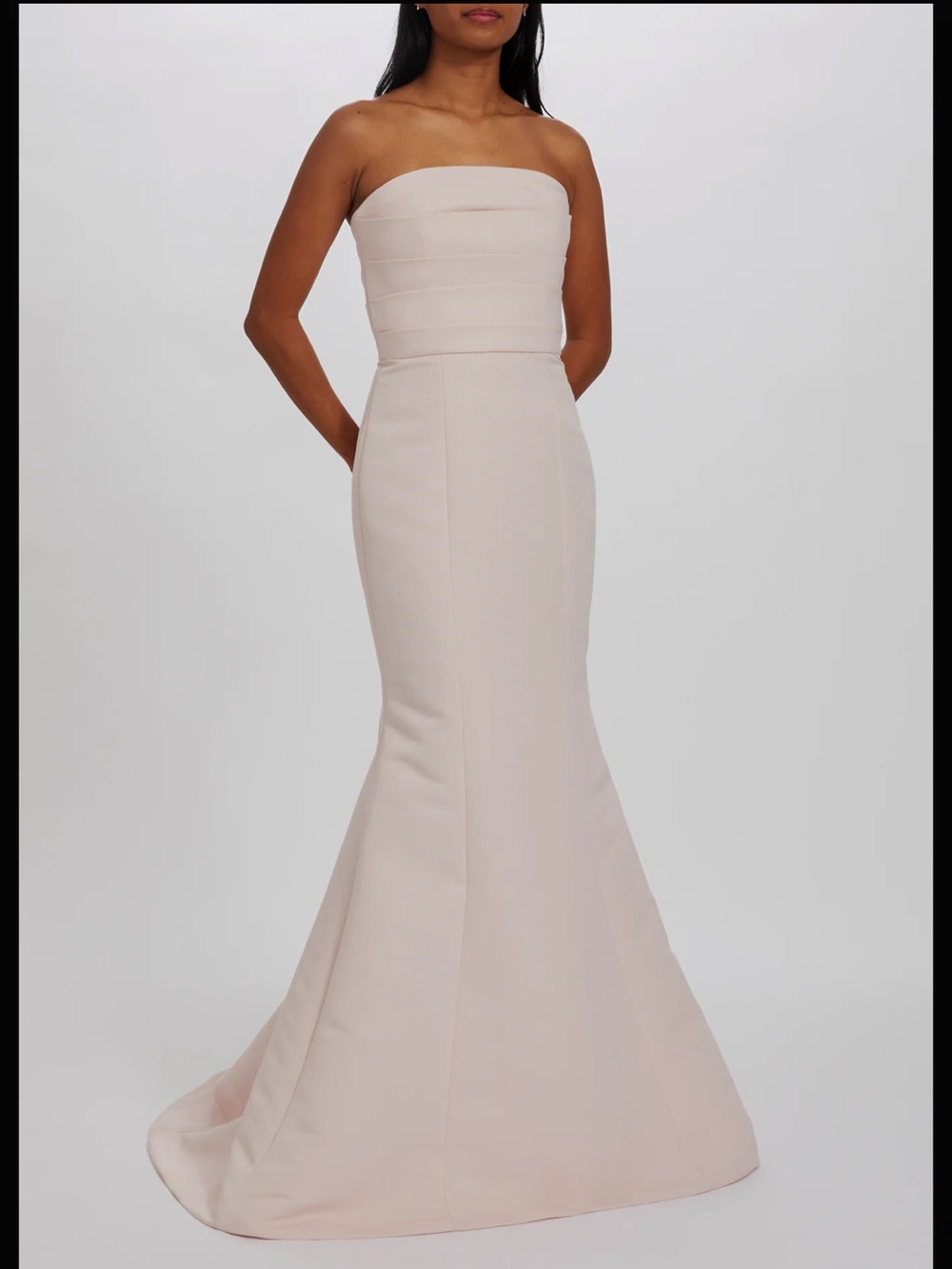 Amsale Francine in Ballet Pink Strapless Mermaid Evening Dress